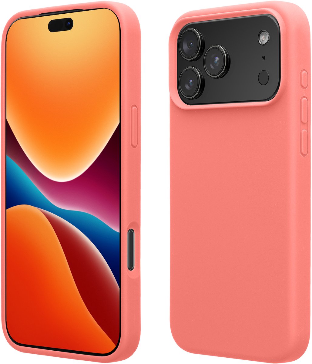 kwmobile telefoonhoesje geschikt voor Apple iPhone 18 Pro / iPhone 17 Pro - Hoesje met siliconen coating - Smartphone case in Pastelkleurig koraal