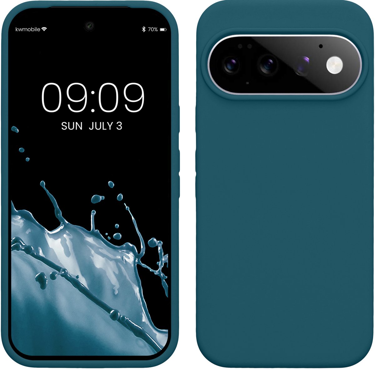 kwmobile telefoonhoesje geschikt voor Google Pixel 11 / Pixel 11 Pro - Hoesje met siliconen coating - Smartphone case in mat petrol