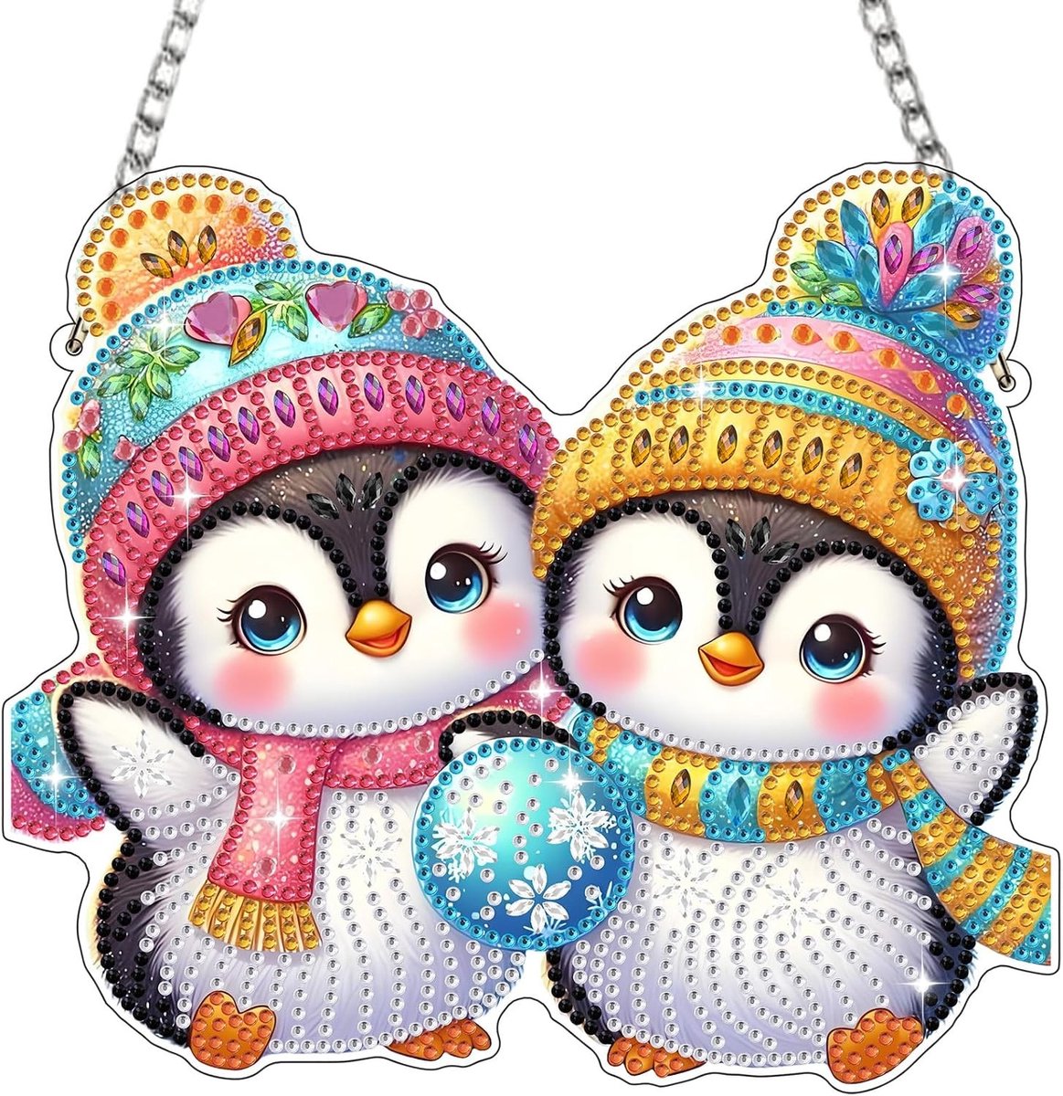 Kerst Diamant Schilderij Hang Ornament met Ketting - Pinguïn DIY Kits voor Volwassenen en Kinderen, Creatieve Ambachten en Speciale Vormige Kits