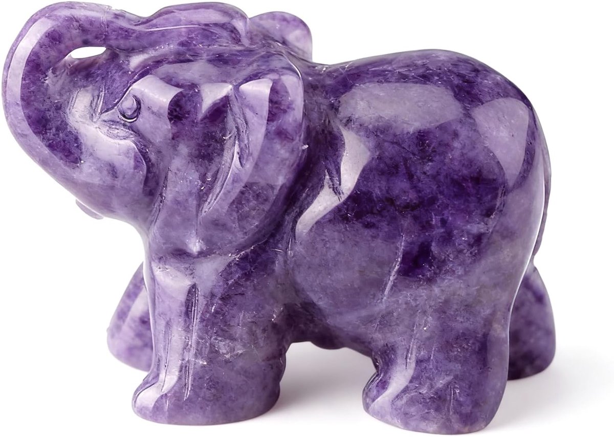 Woondecoratie - Beeldje Olifant - Kristallen mini olifant - 1,5 inch - Schattig olifanten beelden - Olifanten Decoratie - Schone Kunsten - Geschikt voor Binnen- en Buitengebruik - Handgemaakt - Geweldig Cadeau voor Vrouw & Man - Paars