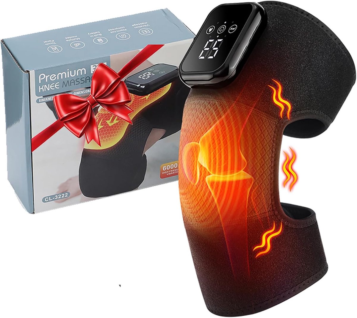 Draadloze verwarmde kniebrace, elektrische massager, drievoudige therapie ter verlichting van artritispijn, instelbare drukmassage, verwarming van benen en gewrichten.