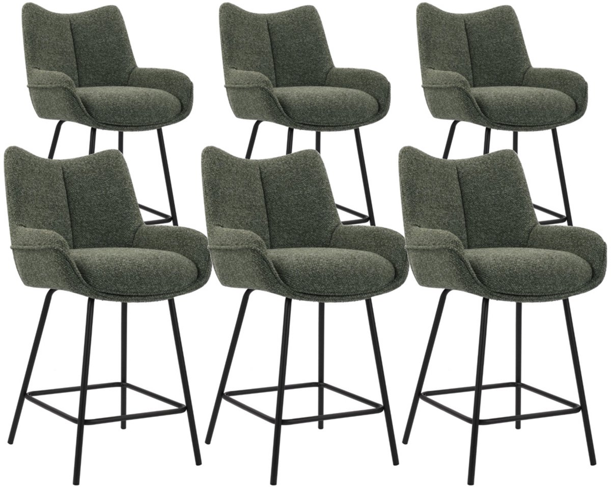 DS4U® - Ivan barkruk 65 cm - Set van 6 - Groen - Stof - Met armleuning