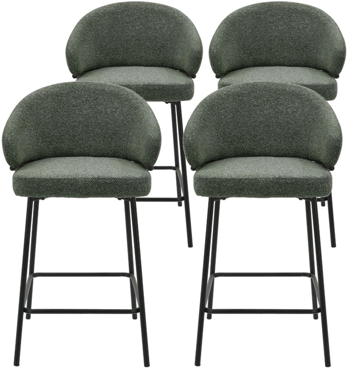 DS4U® - Sofia barkruk 65 cm - Set van 4 - Groen met zwarte poot - Stof