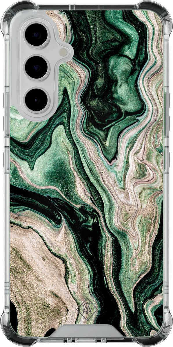 Casimoda® hoesje - Geschikt voor Samsung Galaxy A55 - Groen marmer / Marble - Shockproof case - Extra sterk - - Multi, Transparant