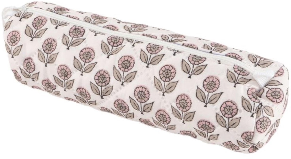 Elzusha - Stoffen etui - Roze bloemen - 22 cm