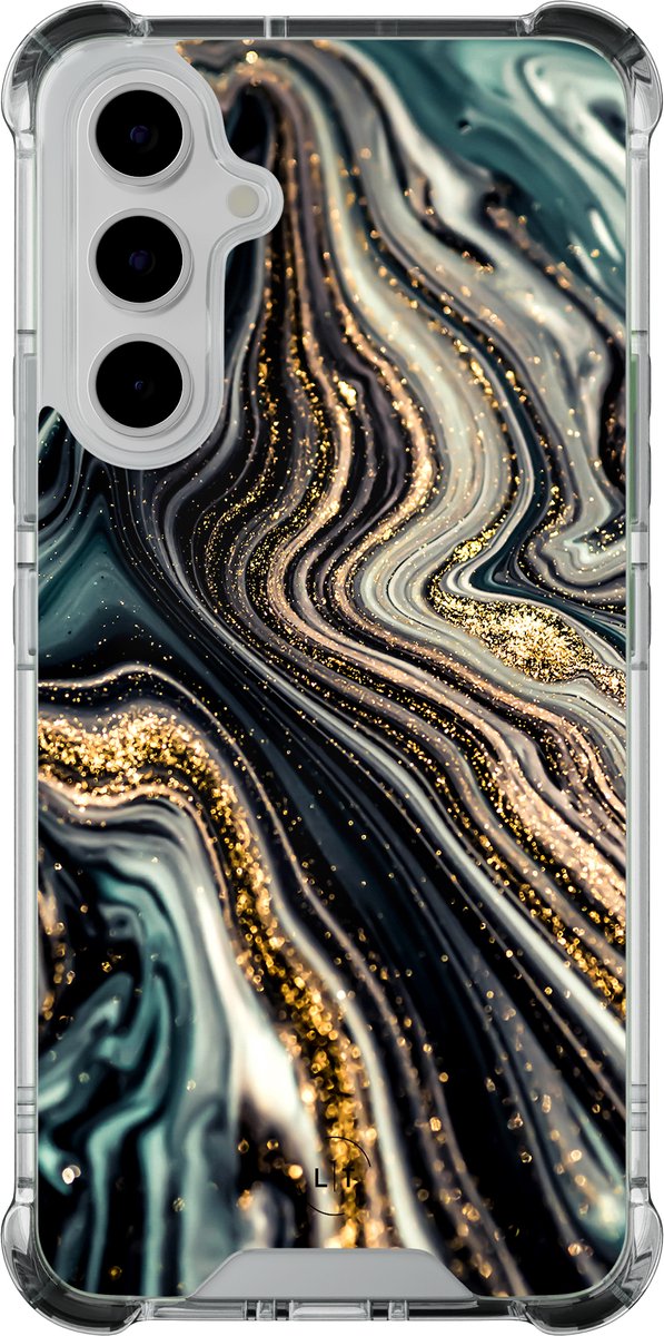 Shockproof hoesje - Geschikt voor Samsung Galaxy A55 - Marmer swirl - Extra sterke case - TPU/polycarbonaat - - Multi, Transparant