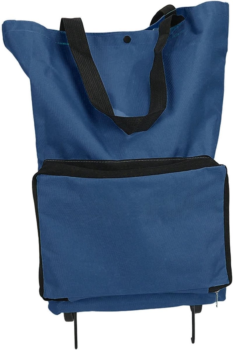 Vouwbare Winkelwagen met Wielen, Herbruikbare Oxford Tas, Ideaal voor Winkelen, Reizen, Kamperen en Picknicken met Grote Capaciteit (Paars Blauw)