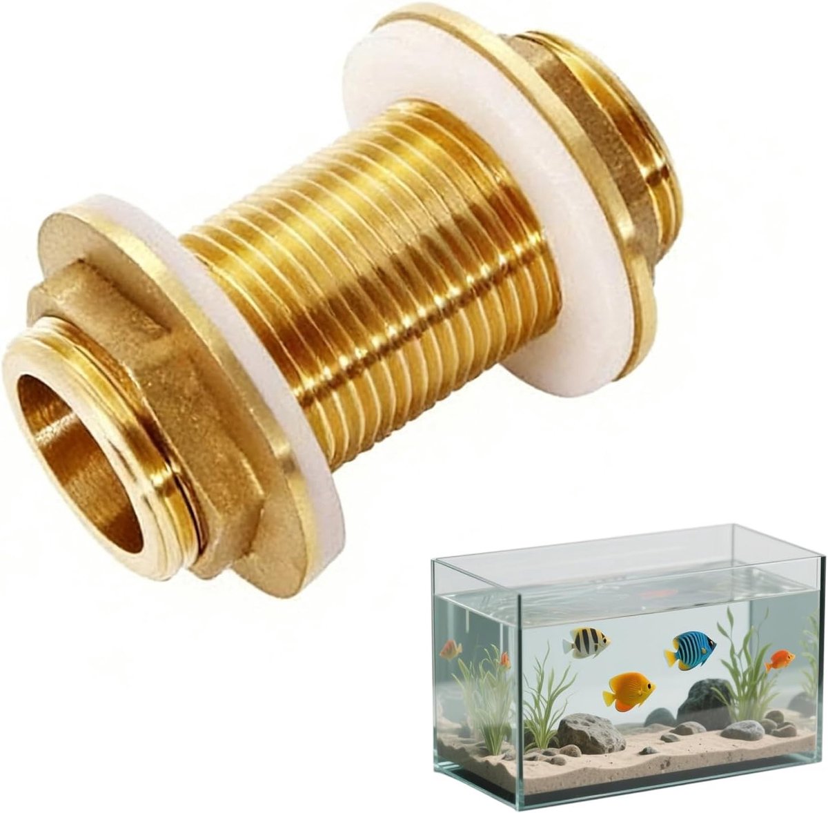 Brass Bulkhead Connector G3/4 Male, Slangadapter met Siliconenafdichtingen voor Watertanks, Corrosiebestendig en Geschikt voor Diverse Toepassingen, 26-33 mm