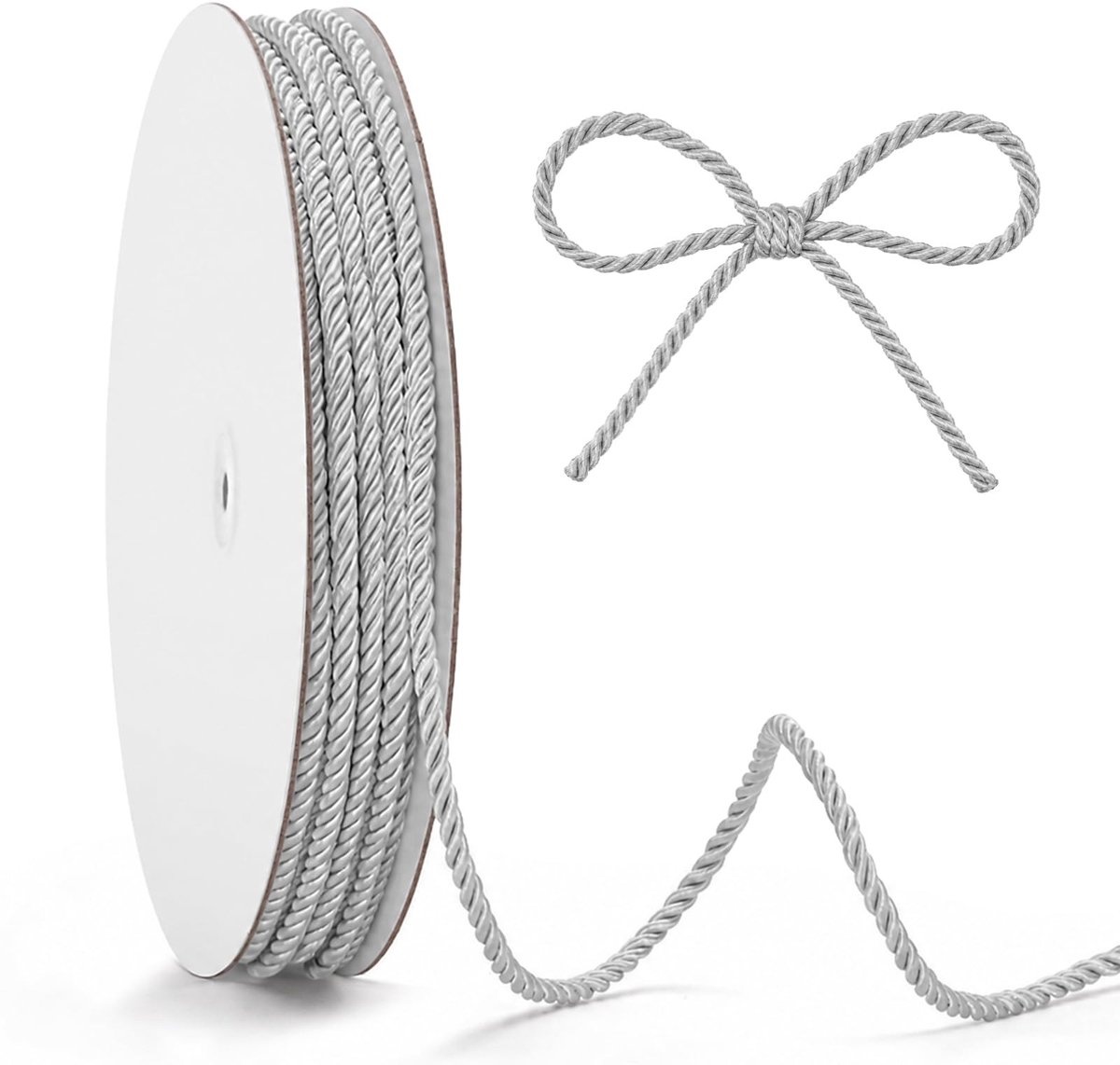 Elzusha - 4 mm Zilver Decoratief Koord 20 m Gevlochten Touw
