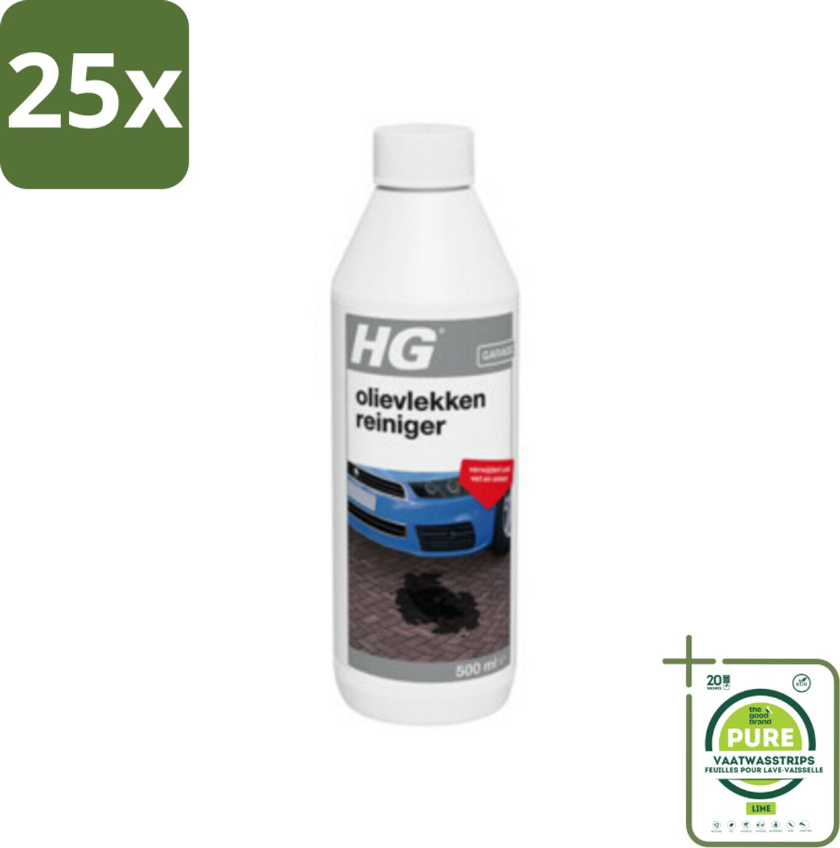 25 x HG Olievlekken Reiniger 500 ml - Grootverpakking - Olievlekken Verwijderen - Vetvlekken Verwijderen - Smeervlekken Verwijderen - Reinigingsolie - Reinigingsmiddel Oprit