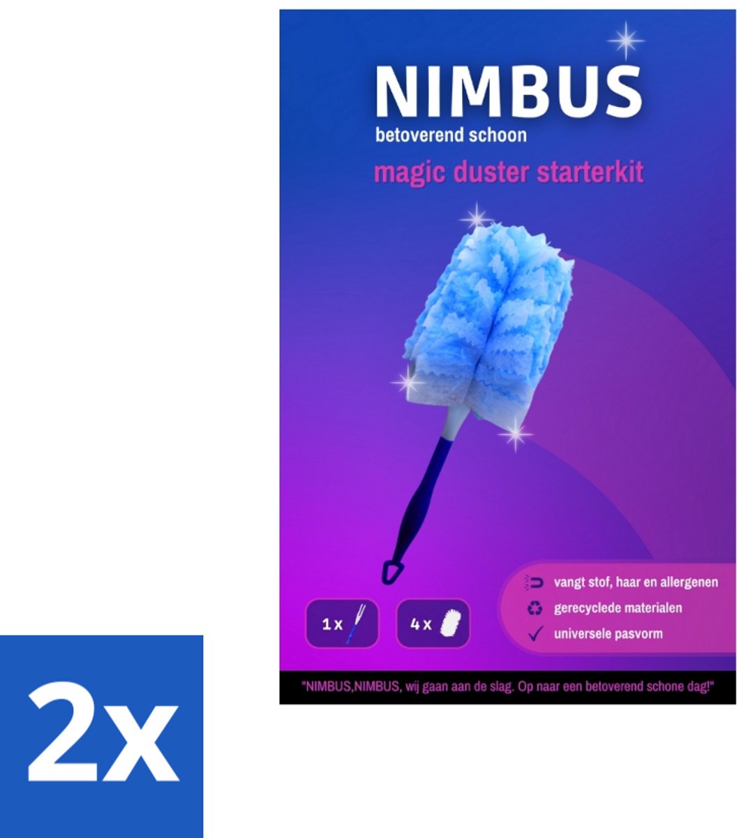 NIMBUS Magic Duster Starterkit Handvat + 4 Navullingen 1 set - Voordeelverpakking - 2 stuks