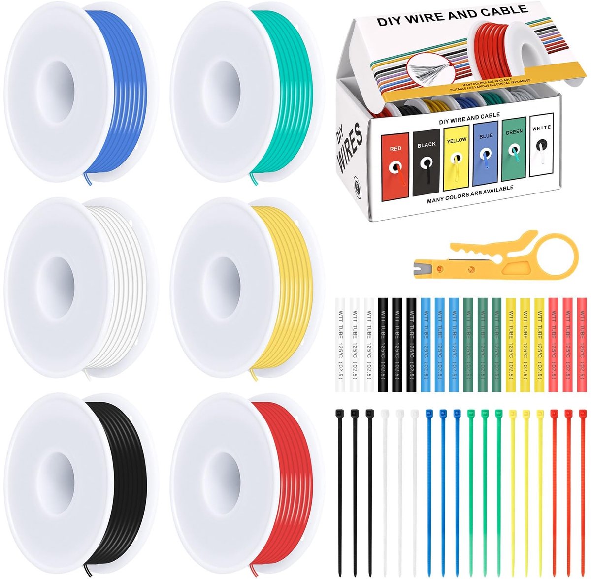 Elzusha - Set van 6 22 AWG Kabels met Accessoires voor Thuisgebruik