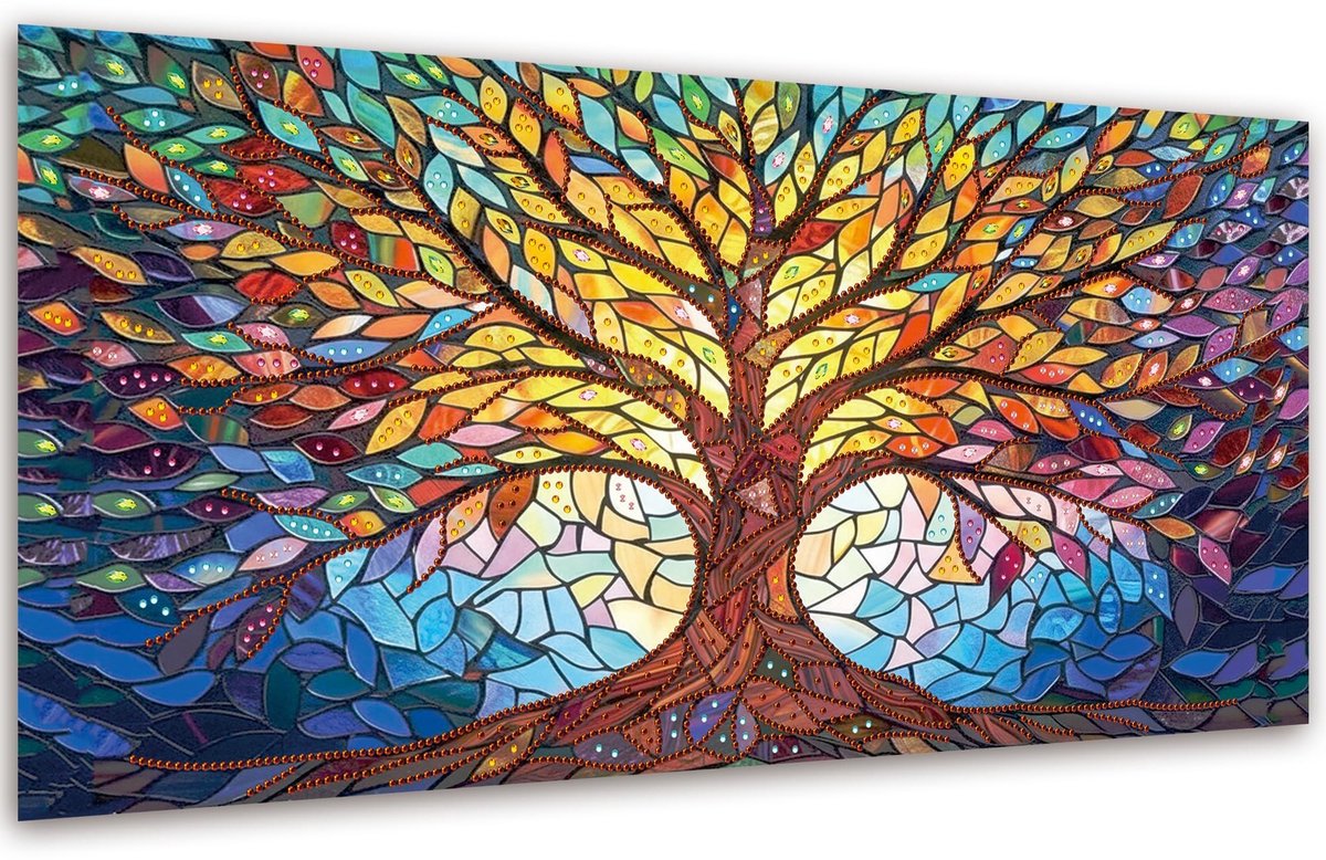 Elzusha - Speciale Vormen Diamant Schilderij Boom met Planten