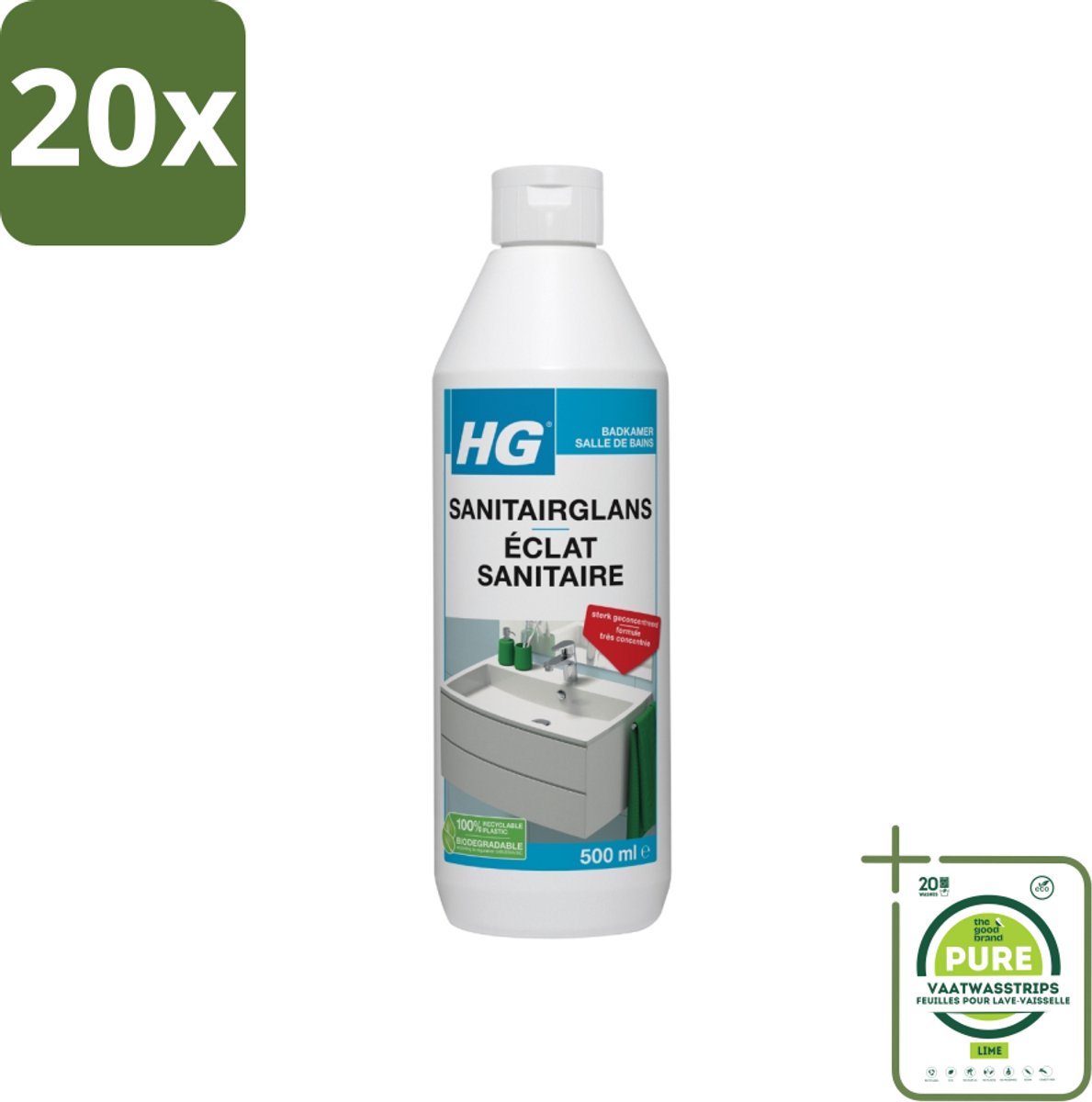 20 x HG Badkamerreiniger Extra Glans 500 ml - Grootverpakking - Badkamerreiniger - Badkamerschoonmaak - Glans - Schoonmaak - Kalk