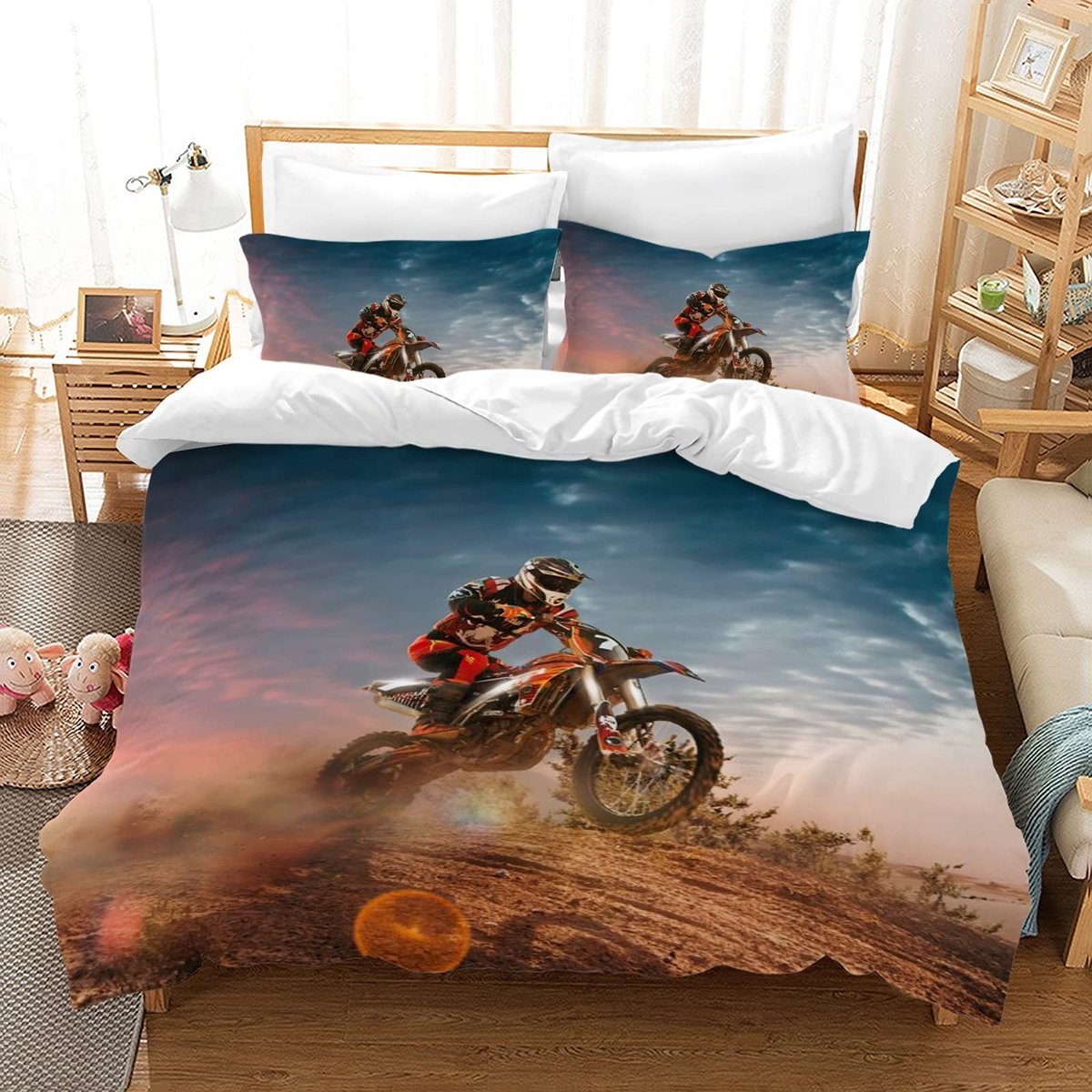 Elzusha - Motor Dekbedovertrek 200 x 200 cm met 2 Kussenslopen
