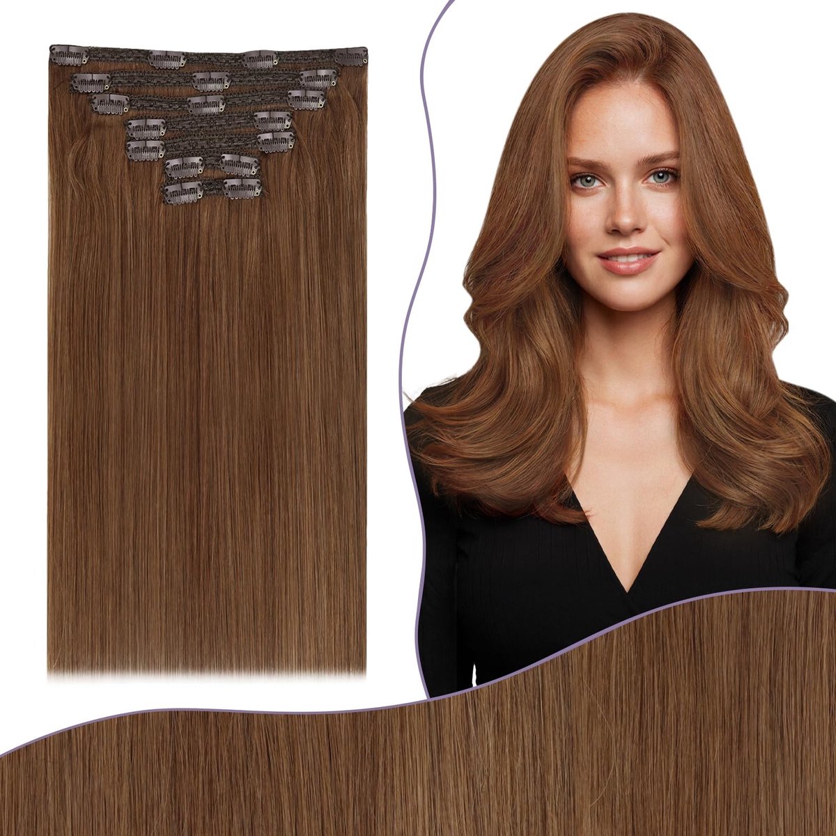 Elzusha - Remy Menselijk Haar Clip-In Extensions 135 g, 45 cm