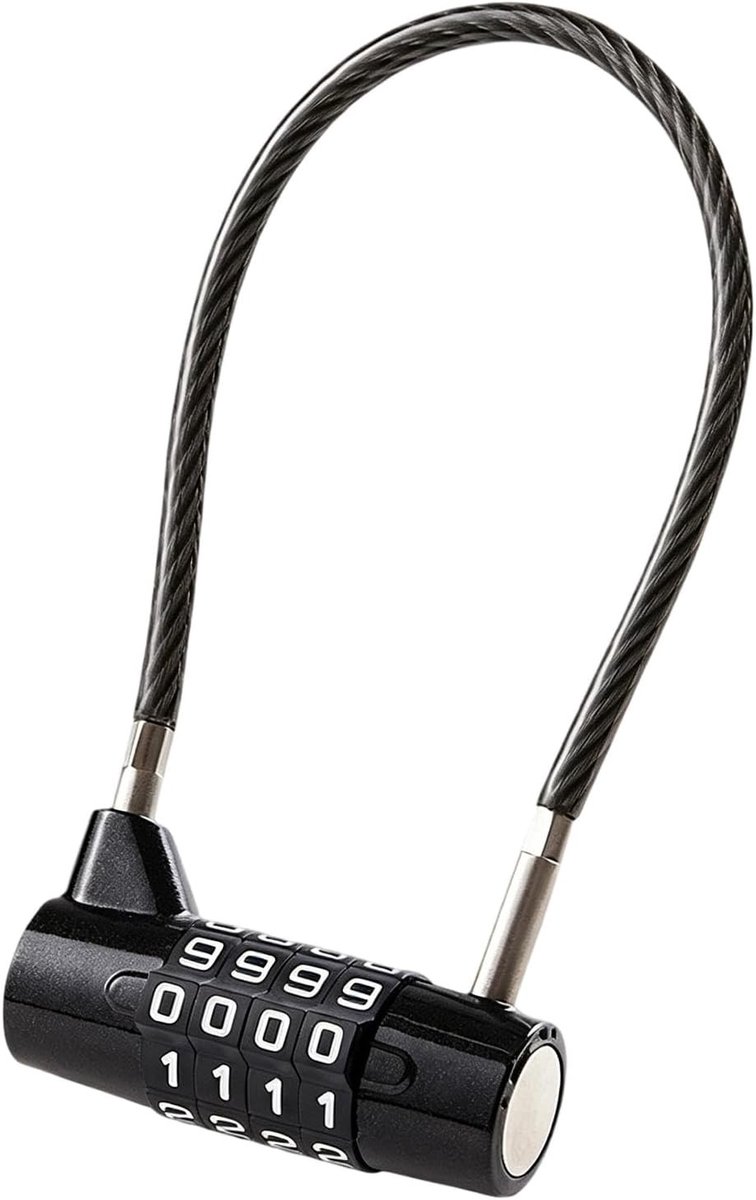 Veilige 4-cijferige combinatiehangslot met 17 cm kabel, waterdicht en robuust voor motorhelmen, scooters en fietsen, ideaal voor bagage en koffers