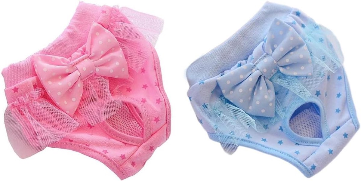 Herbruikbare Fysiologische Broekjes voor Vrouwelijke Honden - 2 Pack Wasbare Luiers voor Kleine Honden en Puppies, Hygiënische Oplossing