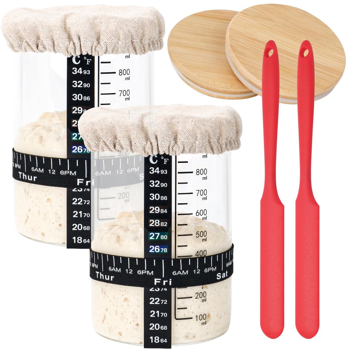 Elzusha - Zuurdesem Starter Kit met Potje en Toebehoren voor Gemakkelijk Bakken