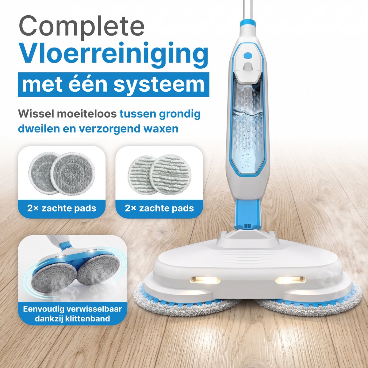 BOLLIT 1500W Stoomreiniger en Schrobber - Elektrische stoom Dweil - Geschikt voor alle Harde en Houten Vloeren - Vloerreiniger - Dweilapparaat - Reinigingsmachine – foto 5