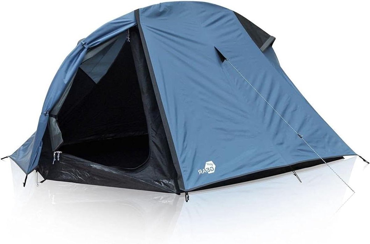 Trekking Tent - Koepeltent Kamperen - Outdoor Avontuur - Waterdicht 5000mm - Voor 2 Personen - Blauw Grijs