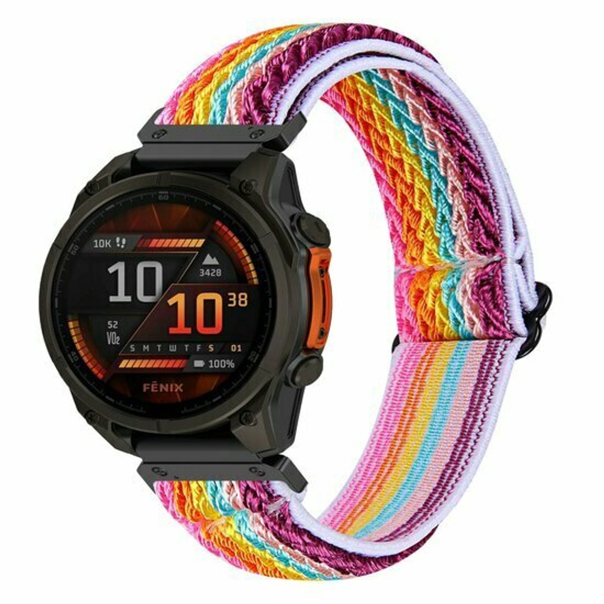 By Qubix - Geschikt voor Garmin bandje - 20mm Quickfit - Elastische Solo Loop nylon bandje - Multicolor - Geschikt voor Garmin Fenix 9 / 9 pro - 43mm