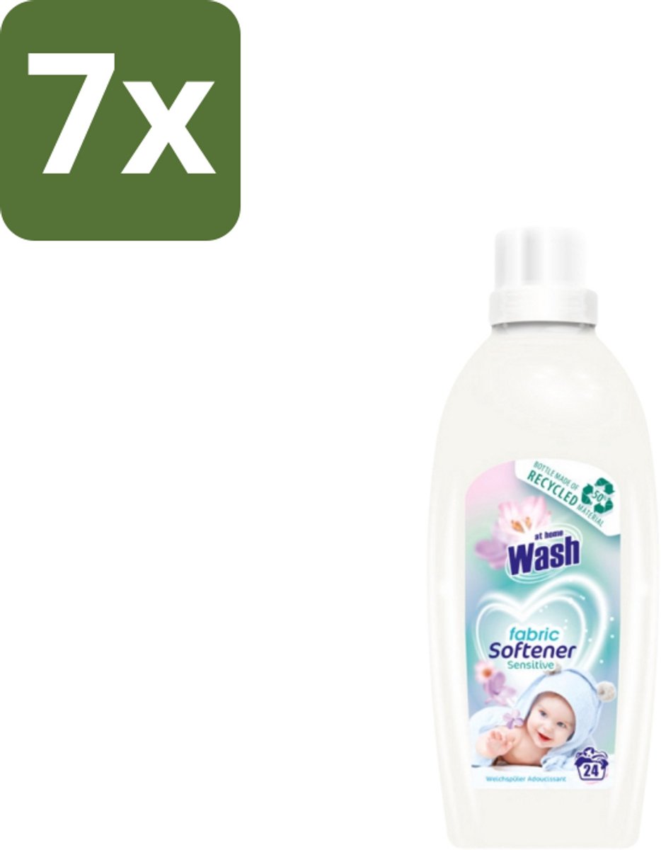 7 x At Home Wash – Wasverzachter Sensitive – Voor Babykleding – 750 ml - Babykleding Wasverzachter - Wasverzachter Voor Gevoelige Huid - Hypoallergene Wasverzachter - Wasverzachter Voor Pasgeborenen - Wasverzachter Voor Eczeem