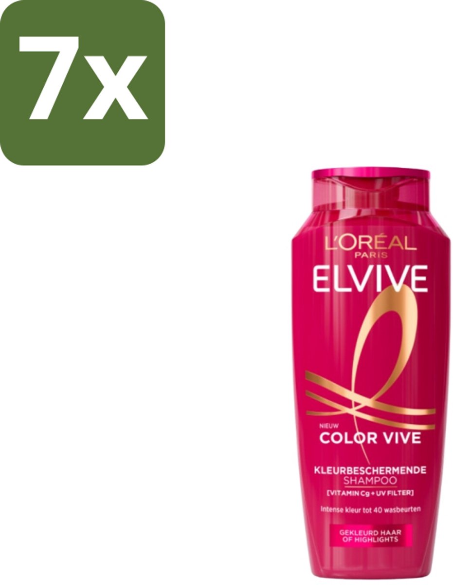 7 x L'Oréal Elvive Color Vive Shampoo 250 ml - Kleurbehoud Haar - Glans Haar - Gekleurd Haar - Highlights - Haarkleur Beschermen