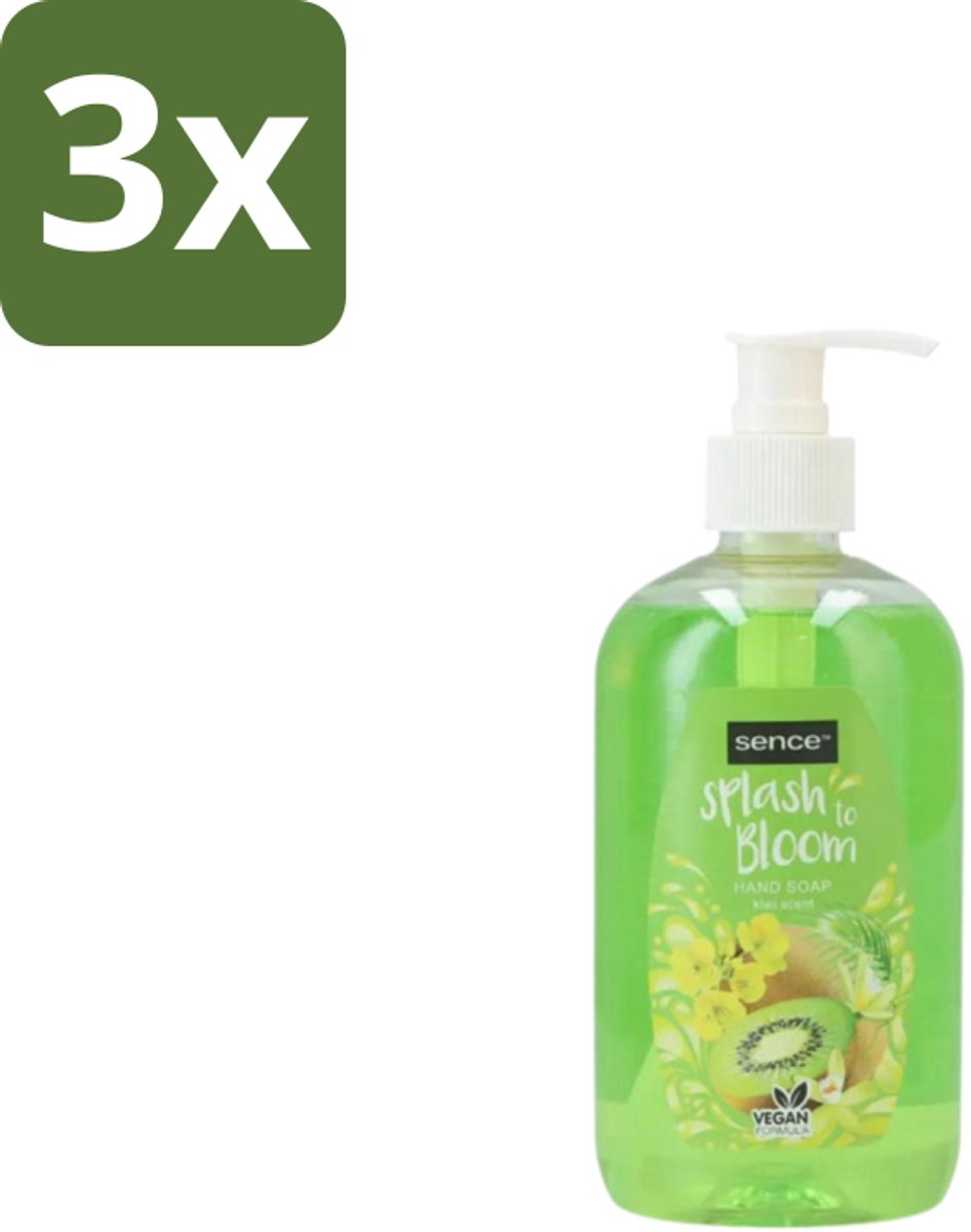 3 x Sence – Handzeep – Splash To Bloom Kiwi – 500 ml - Handzeep - Handwas - Kiwi Geur - Hygiëne - Huidverzorging