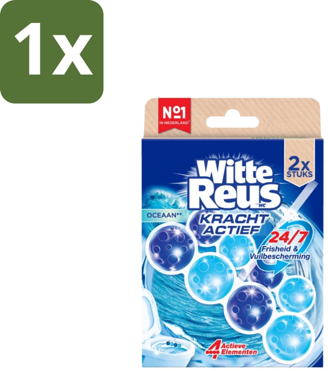 1 x Witte Reus Toiletblok Kracht Actief Oceaan 2 stuks per verpakking - Toiletblok - Reiniging - Oceaangeur - Anti-kalk - Kalkaanslag