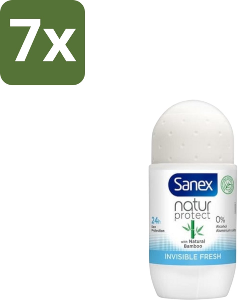 7 x Sanex – Deo Roll-on – Bamboo Invisible Fresh – 50 ml - Bamboo Deodorant - Onzichtbare Deodorant - Deodorant Roll-on - Frisheid - Kledingbescherming