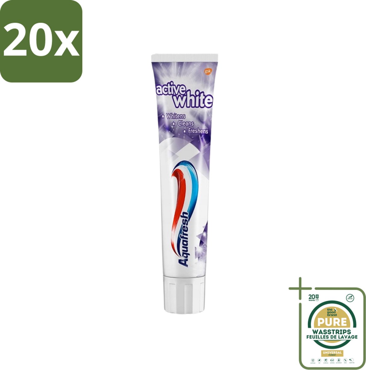 20 x Aquafresh - Tandpasta - Whitening - Stralend Witte Tanden - 100 ml - Grootverpakking - Tandpasta Whitening - Stralende Tanden - Witte Tanden - Frisse Adem - Tandplak Verwijderen