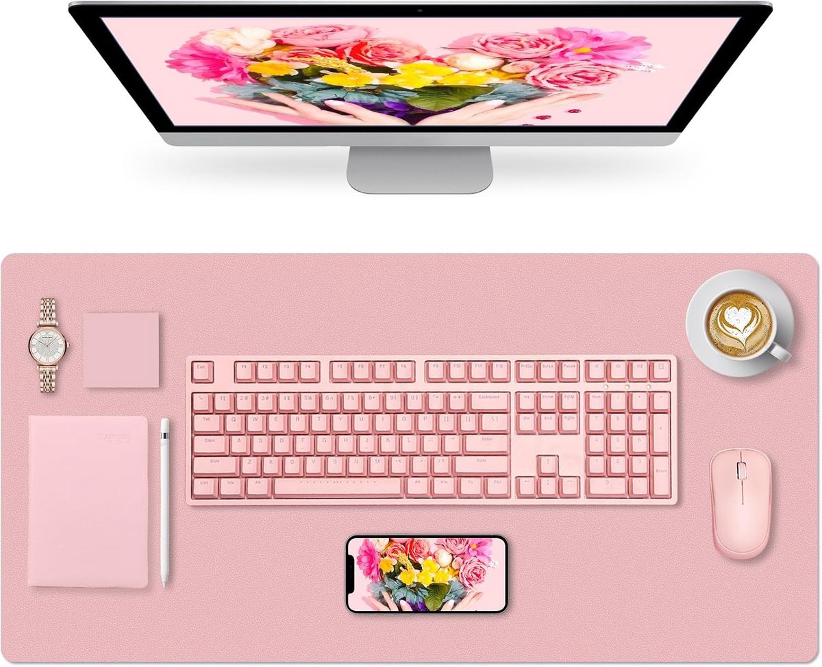 Stijlvol roze bureauonderlegger van 80x40 cm voor een georganiseerde en comfortabele werkplek