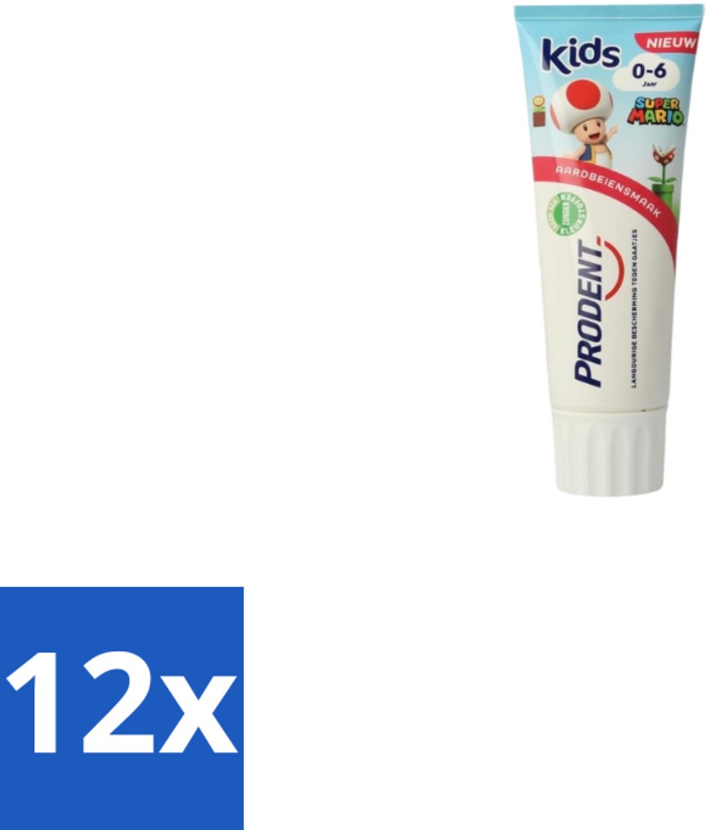 12 x Prodent – Tandpasta – Kids 0–6 Jaar – 75 ml - Kinder Tandpasta - Melktanden - Gaatjes Voorkomen - Kinder Mondhygiëne - Super Mario