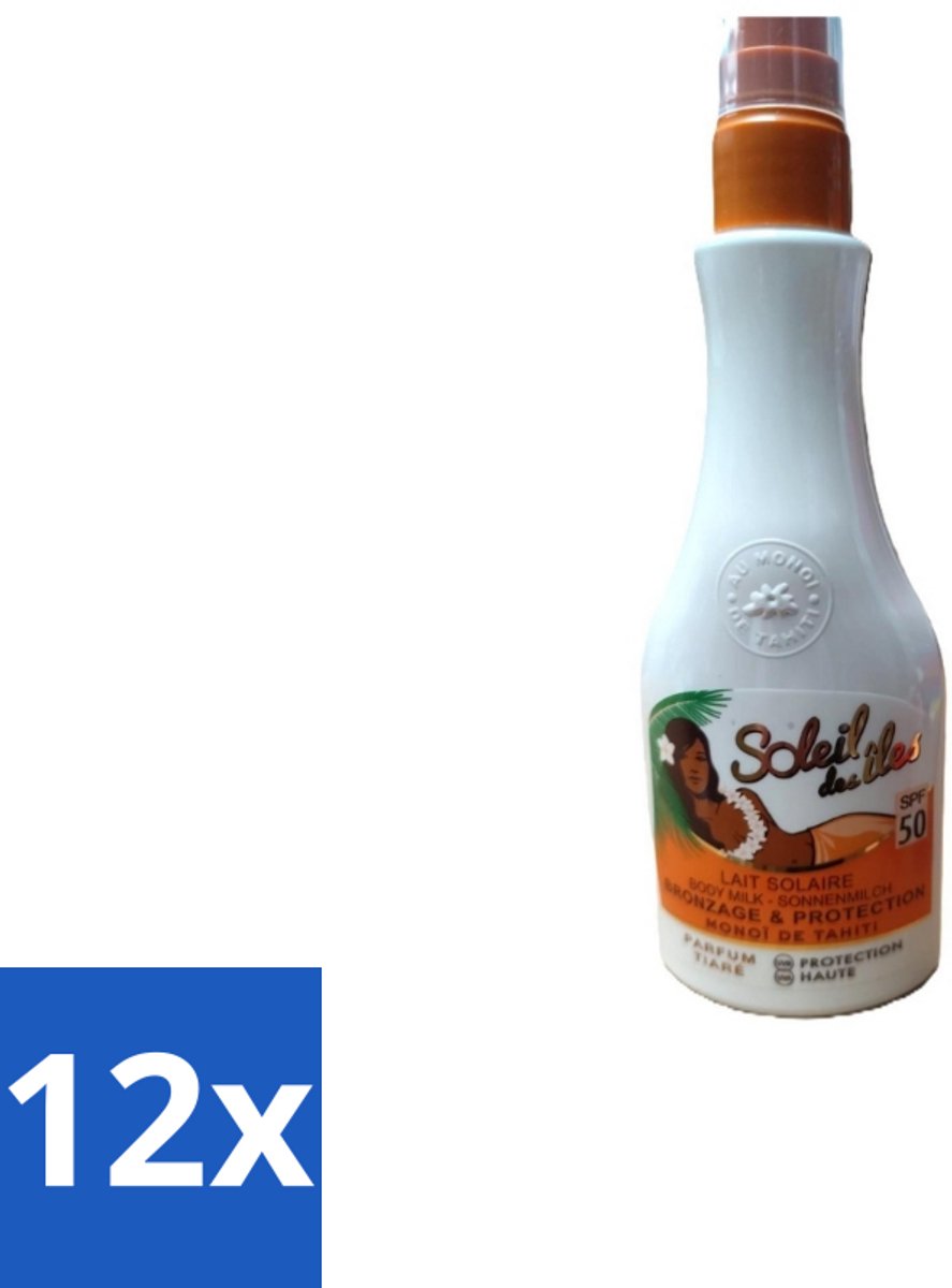 12 x Soleil des Îles – Zonnemelk – Monoï de Tahiti SPF50 Tiaré – Beschermend - Zonbescherming - Zonnebrandmelk - Huidbescherming - Monoï Tahiti - Tiaré Geur