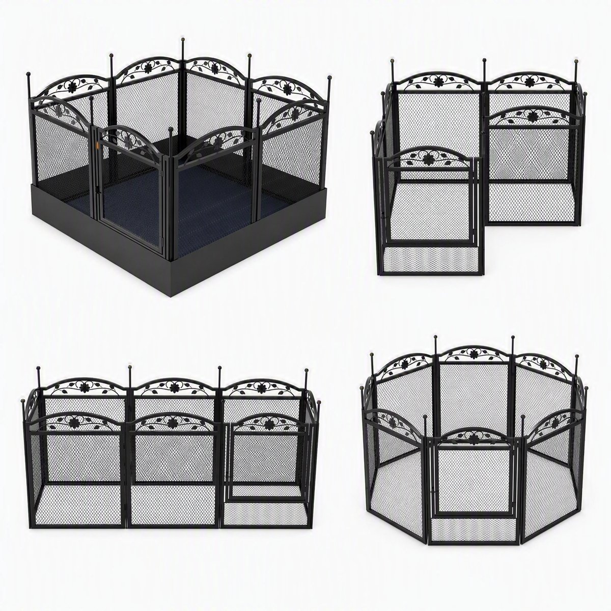 Nutrella - Hondenbox - Buitenshuis - Hondenhek - 8 stuks - 126 x 126 x 88 cm Panelen- Metaal- Indoor en Outdoor - Waterdicht voetpad