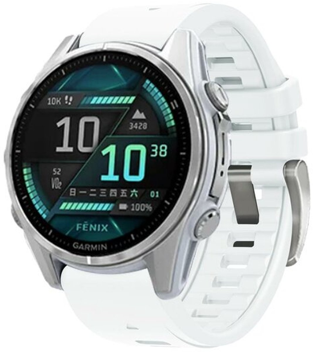 By Qubix - Geschikt voor Garmin bandje - 20mm Quickfit - Siliconen bandje - Wit - Geschikt voor Garmin Fenix 9 / 9 pro - 43mm