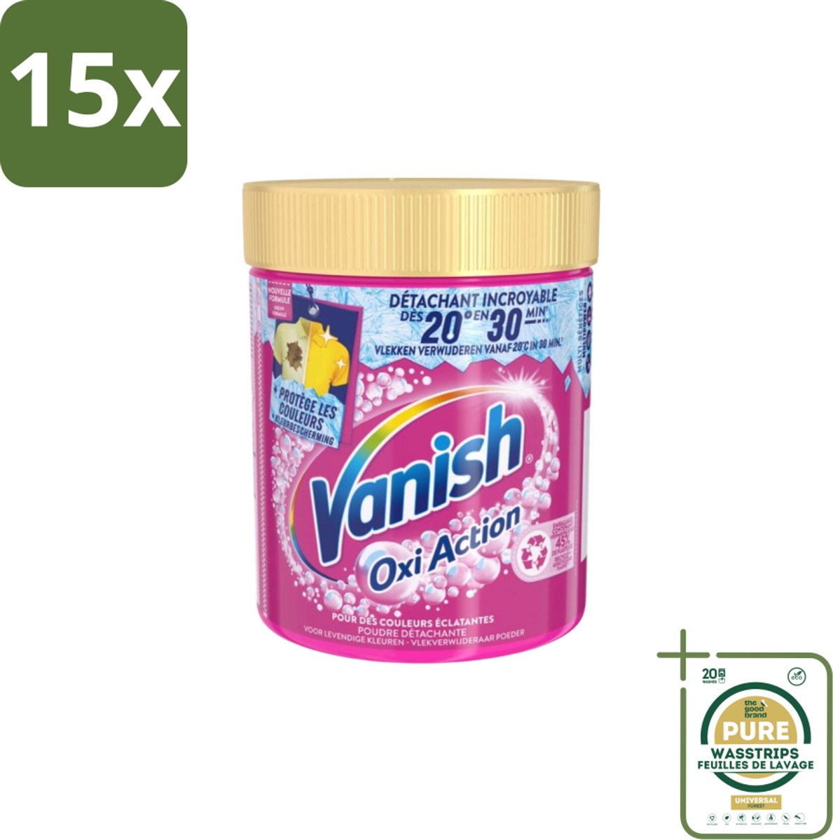 15 x Vanish – Wasbooster Poeder – Oxi Action Gekleurde Was – 470 g - Grootverpakking - Gekleurde Was - Vlekverwijderaar - Wasbooster - Kleurbehoud - Anti-verkleuring