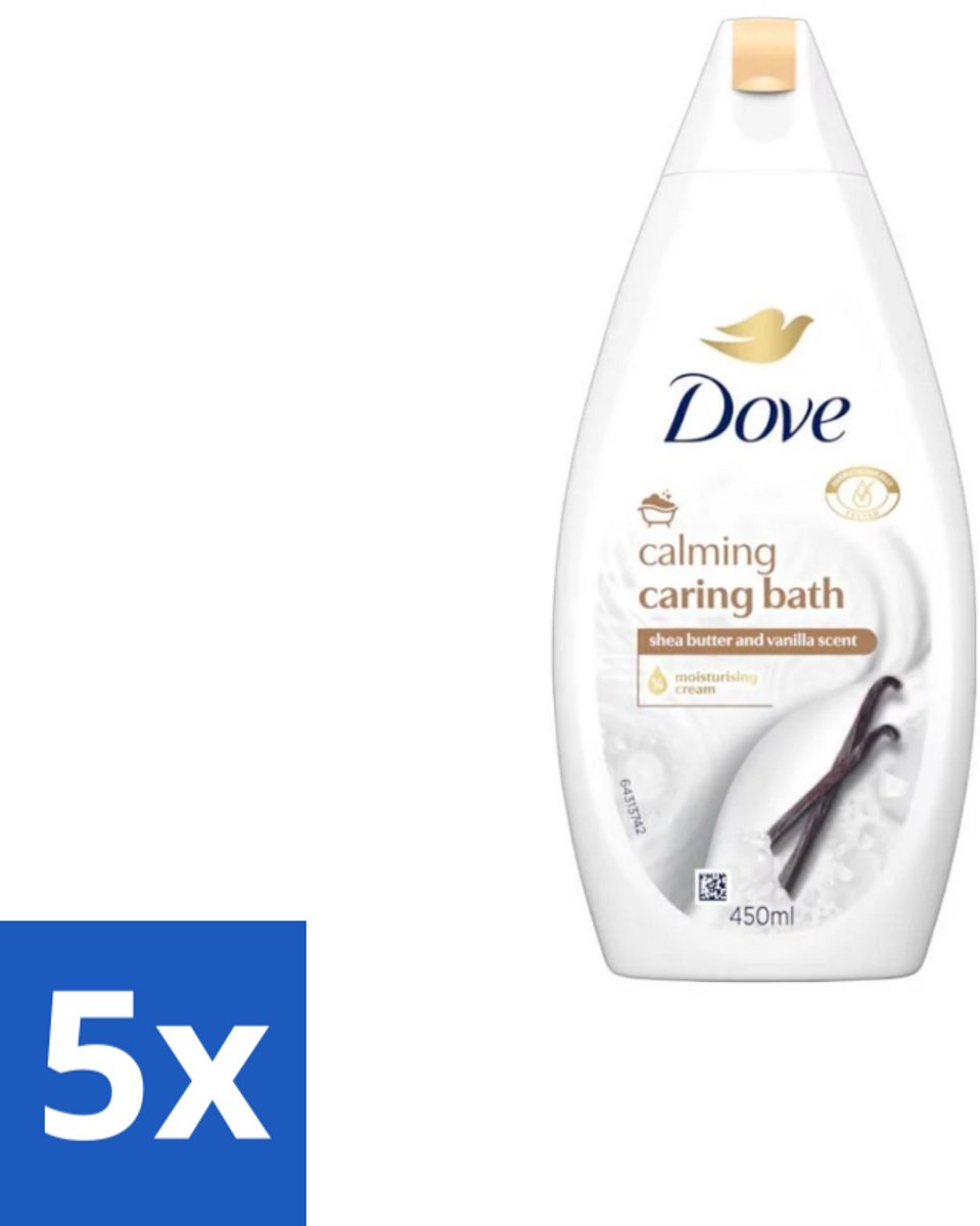 Dove – Badcrème – Sheaboter & Vanille – 450 ml - Bulkverpakking - 5 stuks