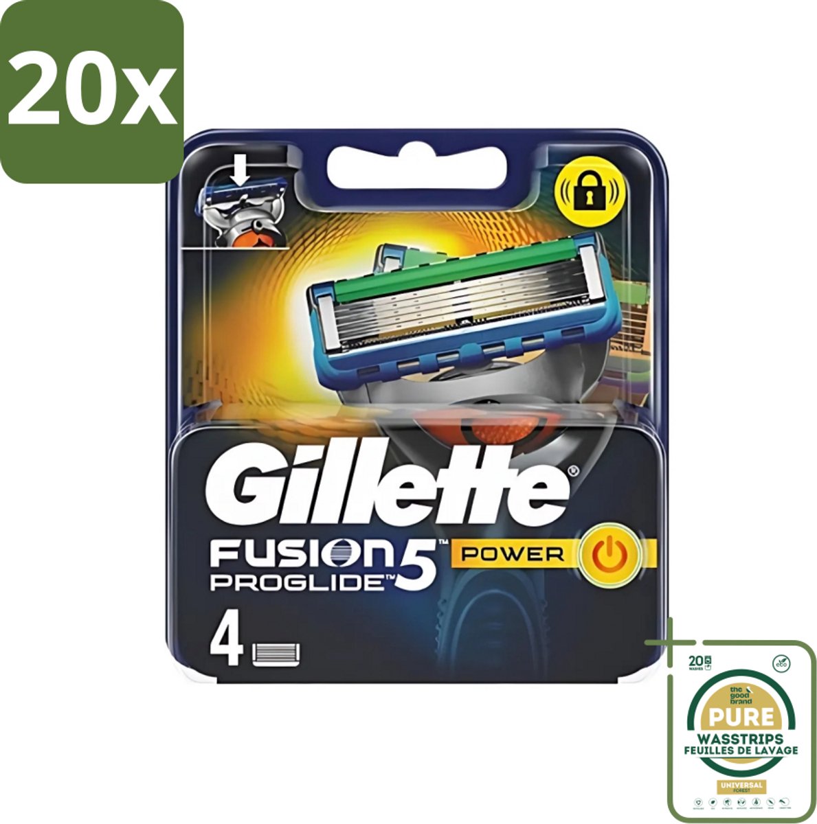 20 x Gillette - Fusion 5 ProGlide Power - Precisie en comfort - 4 Navulscheermesjes - Grootverpakking - Scheermesjes - Navulscheermesjes - Microcomb - Scherpe Mesjes - Comfortabel Scheren