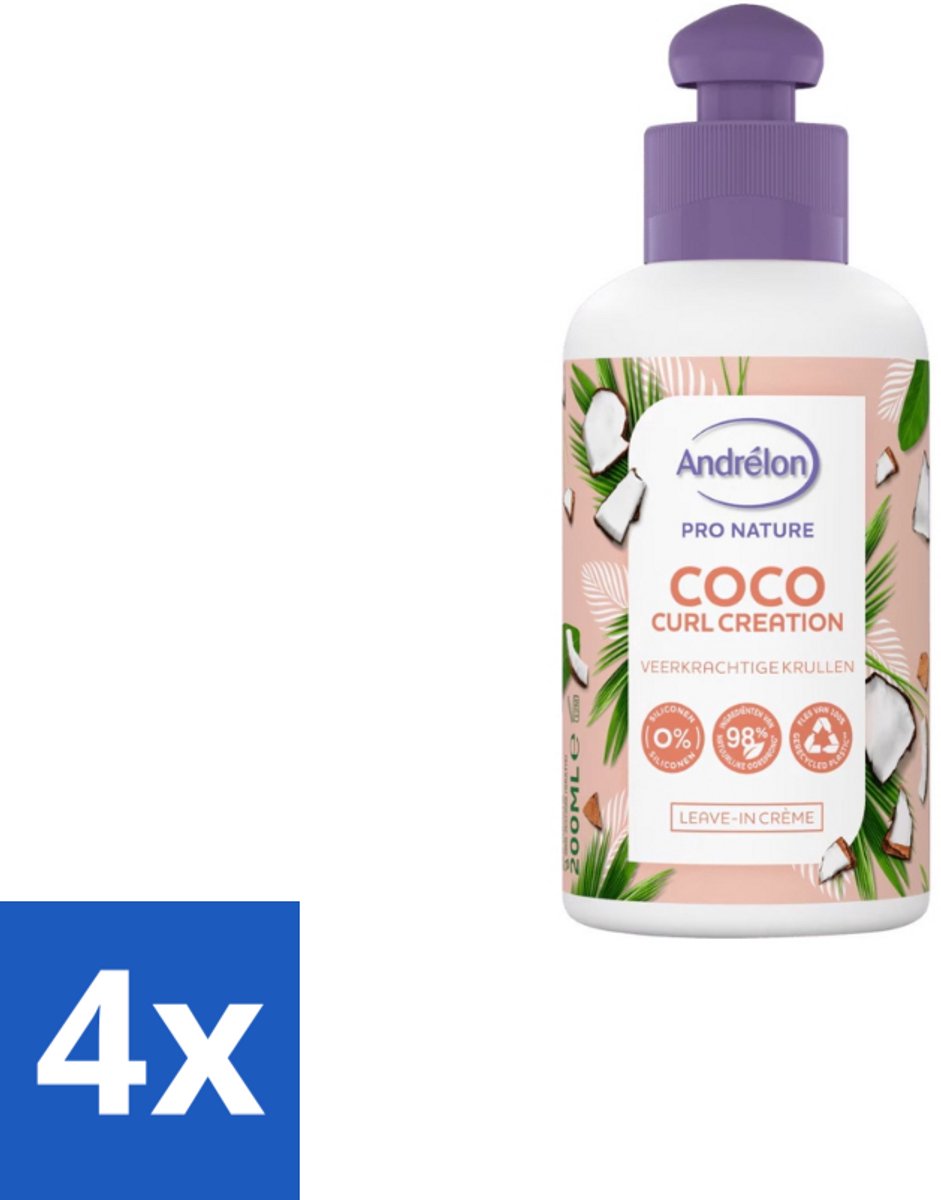 4 x Andrélon – Leave-In Conditioner – Kokos Care Creation – 200 ml - Haarkleur - Haartype - Haartype Droog - Haartype Normaal - Haartype Pluist