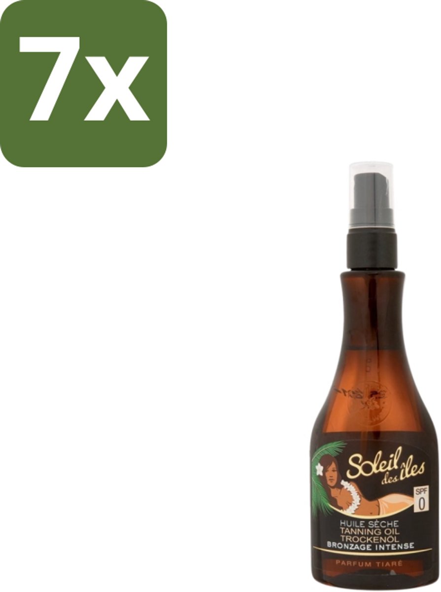 7 x Soleil des Îles – Zonneolie – Monoï de Tahiti Snelle Bruining – 150 ml - Tanning Olie - Bruiningsolie - Monoï Tahiti - Zonbruin - Intens Bruin