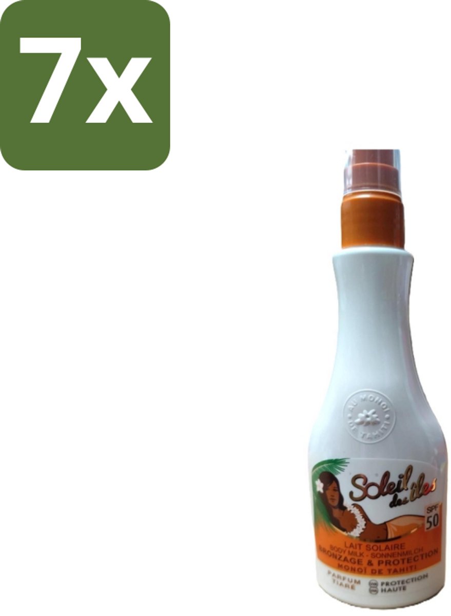 7 x Soleil des Îles – Zonnemelk – Monoï de Tahiti SPF50 Tiaré – Beschermend - Zonbescherming - Zonnebrandmelk - Monoï Tahiti - Tiaré Geur - Huidbescherming