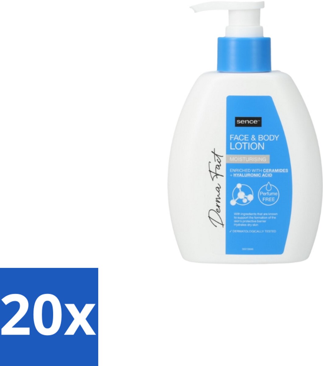 20 x Sence Face & Body Lotion Derma Moisturising 250 ml - Huidverzorging - Huidbarrière - Ceramiden - Hyaluronzuur - Intensieve Hydratatie