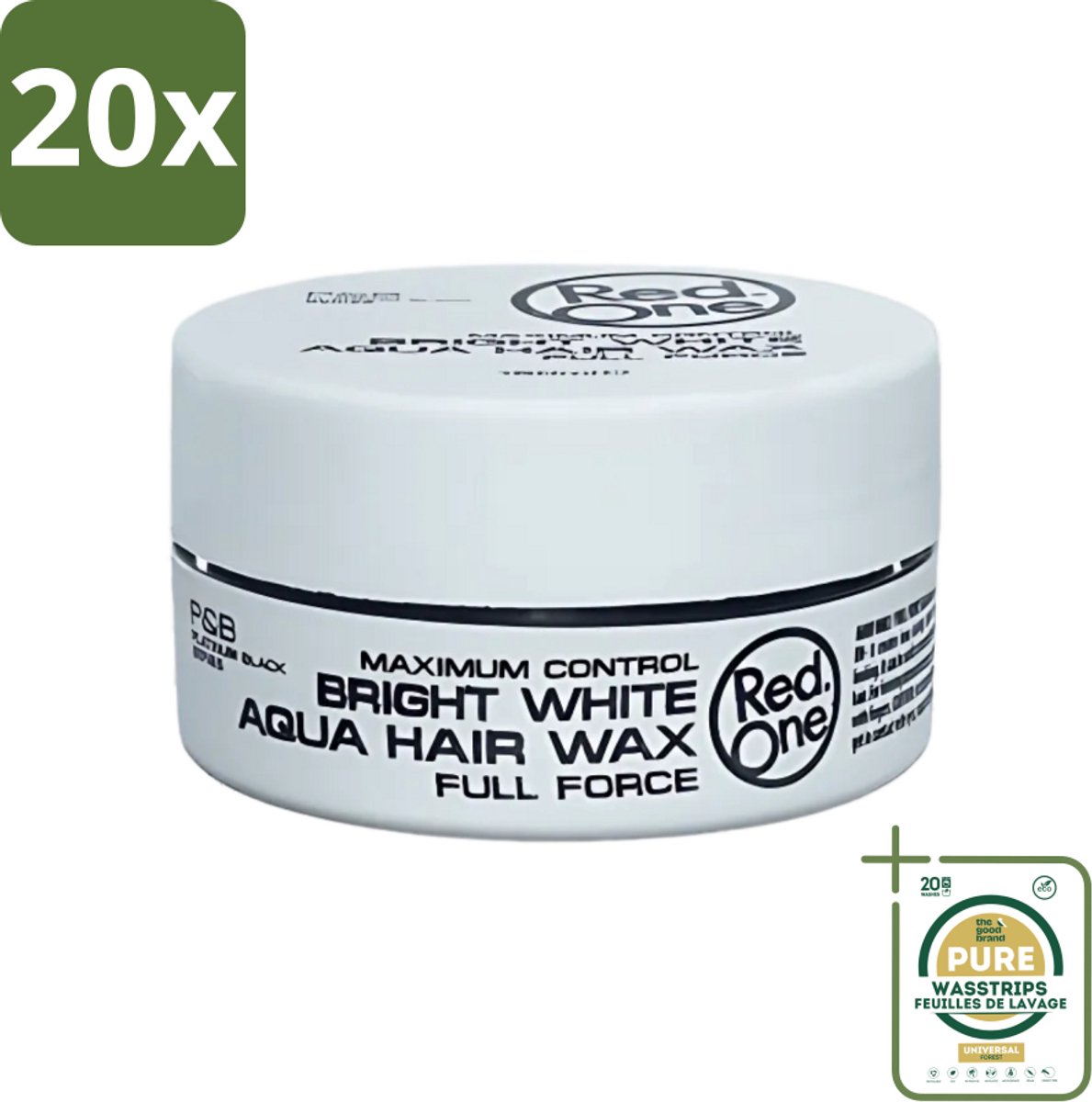20 x Red One - Haarwax - Bright White - Maximum Control - Voor Extra Sterke Fixatie - 150 ml - Grootverpakking - Haarwax - Haartype - Fixatie - Hold - Styling