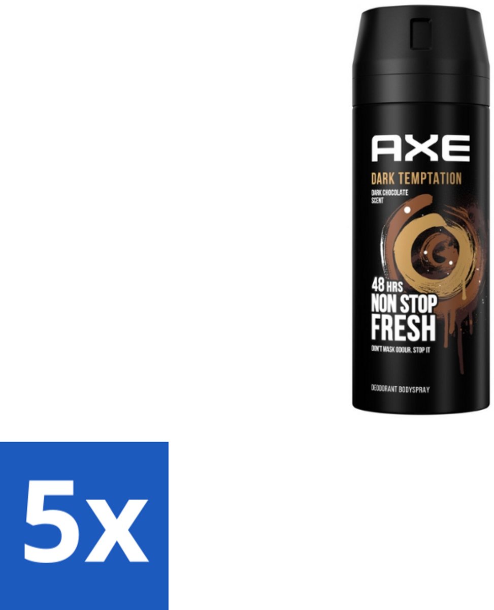5 x Axe – Deodorant Spray – Dark Temptation – 150 ml - Deodorant Spray - Mannelijke Geur - Warme Geur - Chocolade Geur - Transpiratiegeur