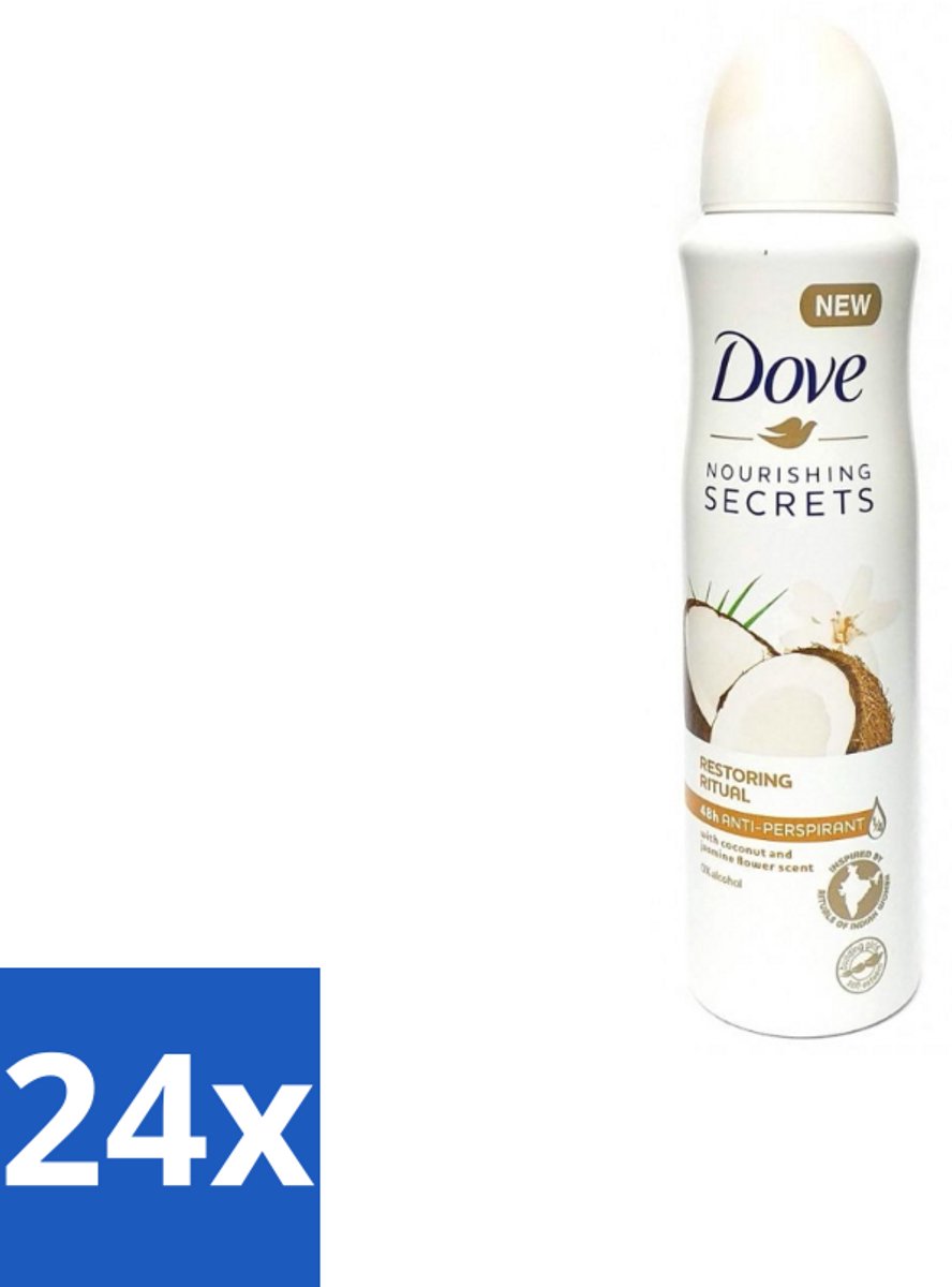 24 x Dove – Deodorant Spray – Restoring Ritual Cocos & Jasmijn – 150 ml - Deodorant Spray - Okselverzorging - Kokos En Jasmijn - Alcoholvrije Deodorant - Huidverzorging