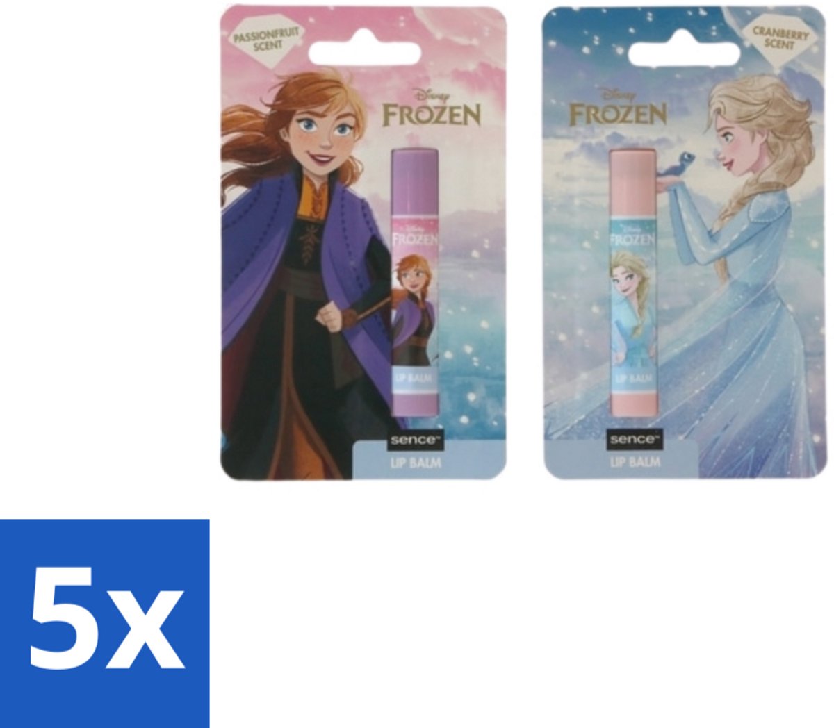 5 x Disney Frozen – Lippenbalsem – Blueberry & Passionfruit – Verzorgend - Disney Frozen Lippenbalsem - Lippenbalsem Elsa - Lippenbalsem Anna - Lippenbalsem Voor Kinderen - Lippenbalsem Voor Jongeren