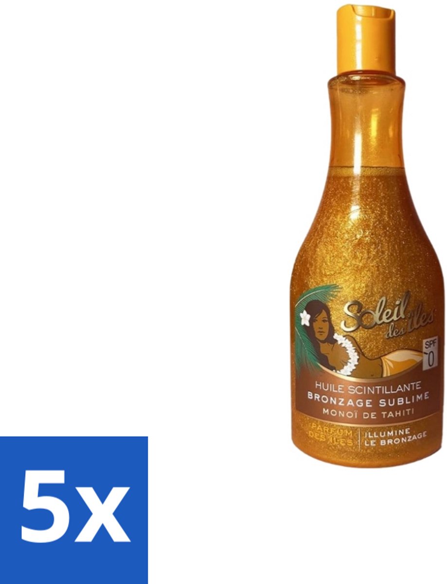 5 x Soleil des Îles – Droge Olie – Sparkling Bronze Monoï de Tahiti – 150 ml - Bruiningsolie - Droge Olie - Sparkles - Bronzen Glans - Monoï Tahiti