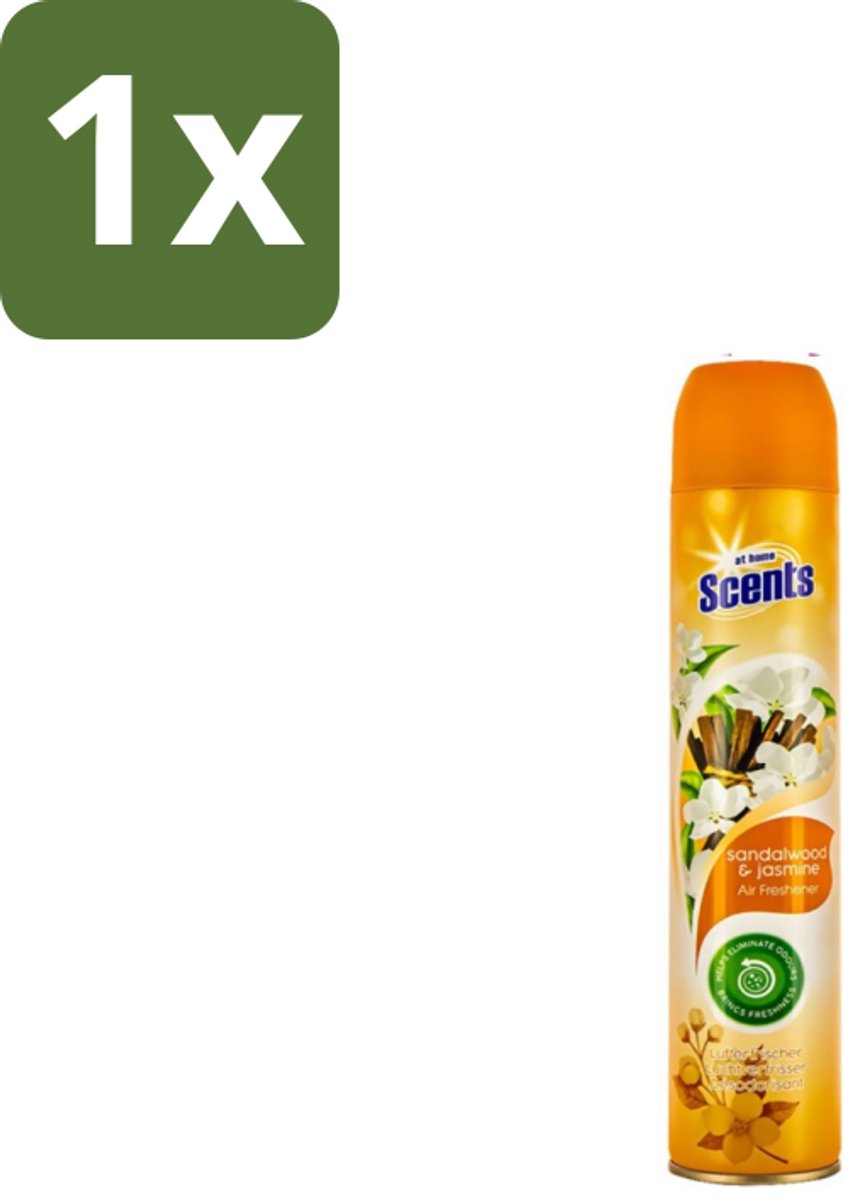 1 x At Home – Luchtverfrisser Spray – Sandalwood – Warm & Houtachtig - 400 ml - Luchtverfrisser - Sandalwood - Jasmijn - Geurneutralisatie - Warme Geur